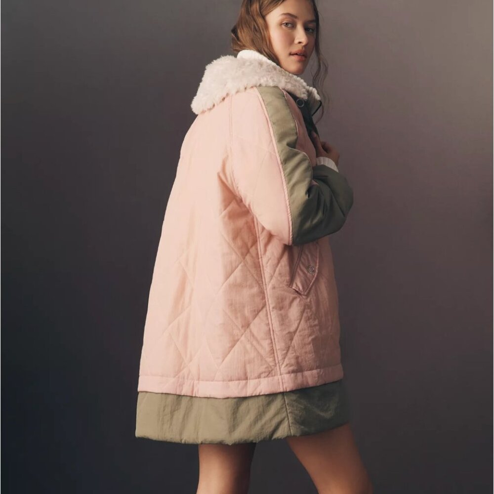 Pilcro Sherpa Fleece Collar Quilted Liner Coat, Large, NWT - Picture 4 of 10